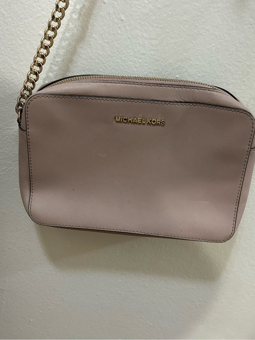 Michael Kors Blush Saffiano Leather Chain-Shoulder Crossbody